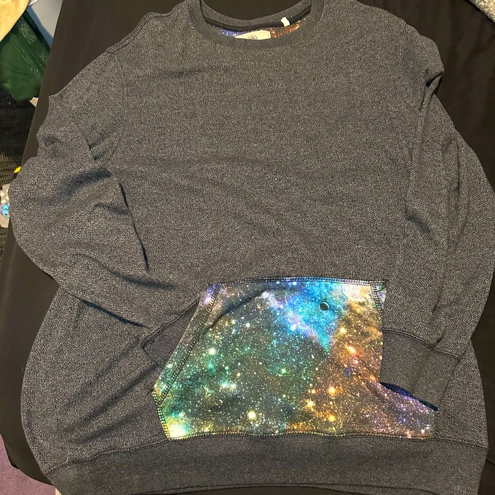 Grey Swearer With Galaxy Pattern Pocket, XL